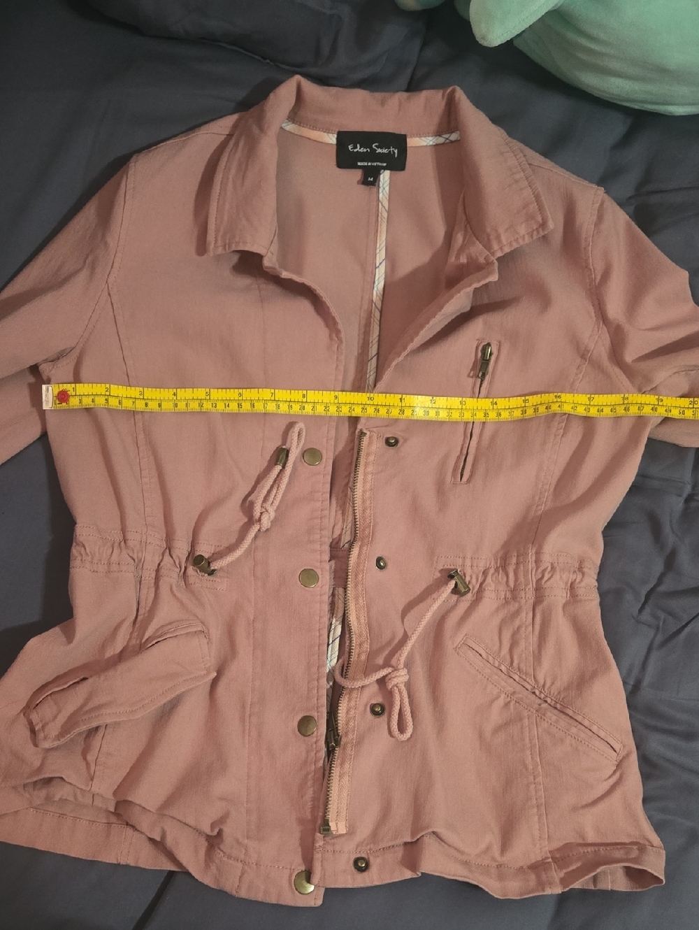Eden Society Rose Pink Utility Jacket with Drawstring Waist